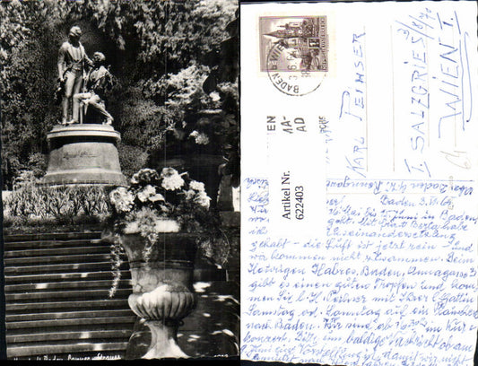 622403,Foto Ak Baden Lanner und Strauss Denkmal