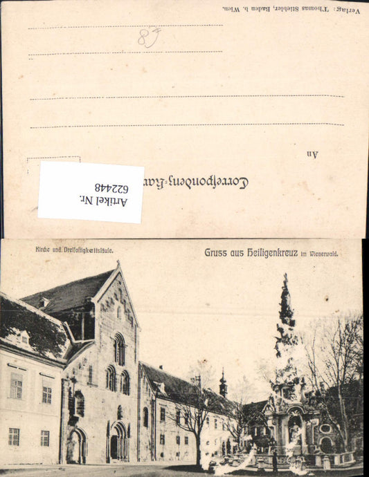 622448,Litho Heiligenkreuz Wienerwald Kirche u. Dreifaltigkeitssäule