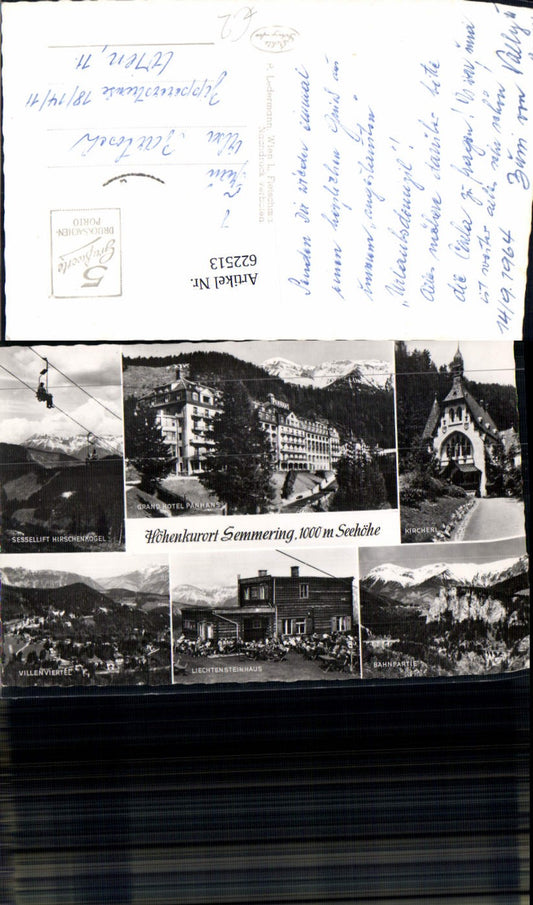 622513,Mehrbild Ak Semmering-Kurort Grand Hotel Panhans Sessellift Hirschenkogel Kircherl