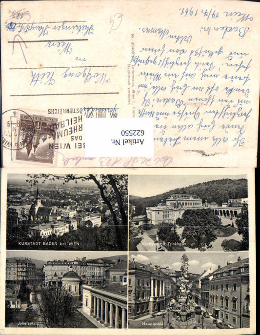 622550,Mehrbild Ak Baden b. Wien Kurhaus u. Trinkhalle Hauptplatz Josefsplatz