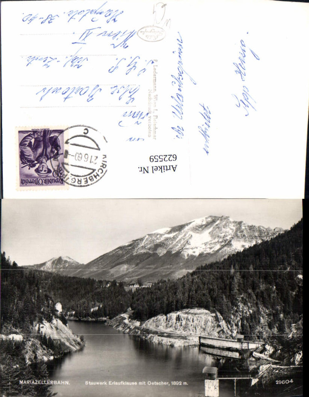 622559,Foto Ak Mariazellerbahn Stauwerk Erlaufklause m. Ötscher Mitterbach am Erlaufsee