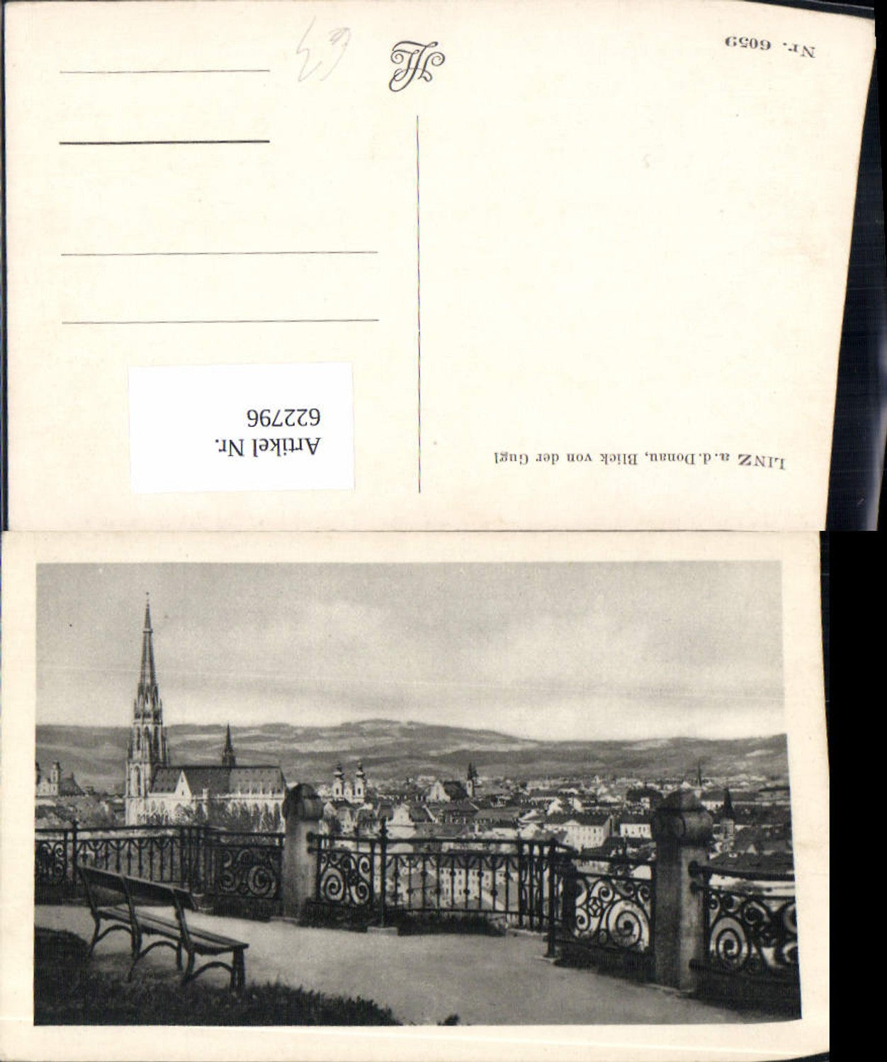622796,Foto Ak Linz a. d. Donau Blick v. d. Gugl