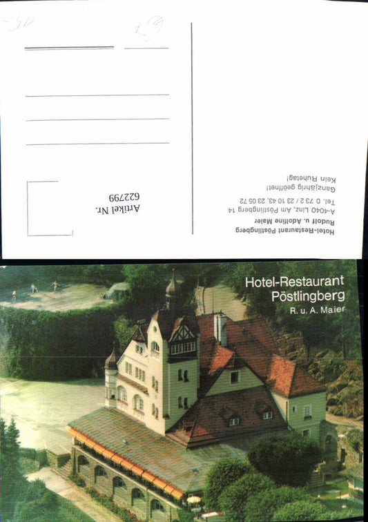 622799,Foto Ak Linz a. d. Donau Hotel Restaurant Pöstlingberg Maier