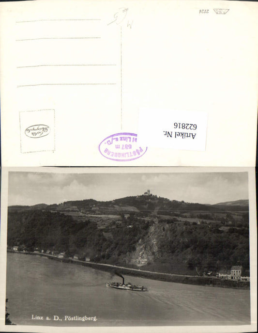 622816,Foto Ak Linz a. d. Donau Pöstlingberg m. Schiff Dampfer i. Vordergrund