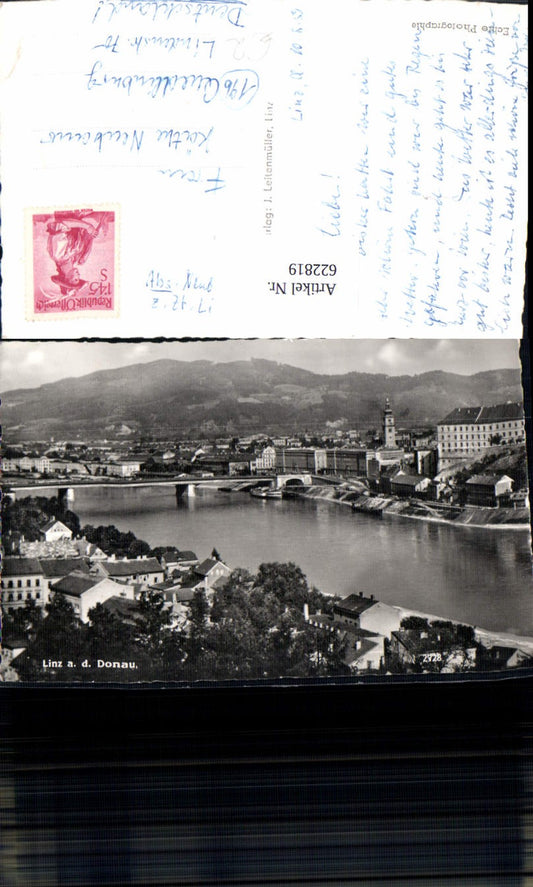 622819,Foto Ak Linz a. d. Donau Ansicht m. Brücke