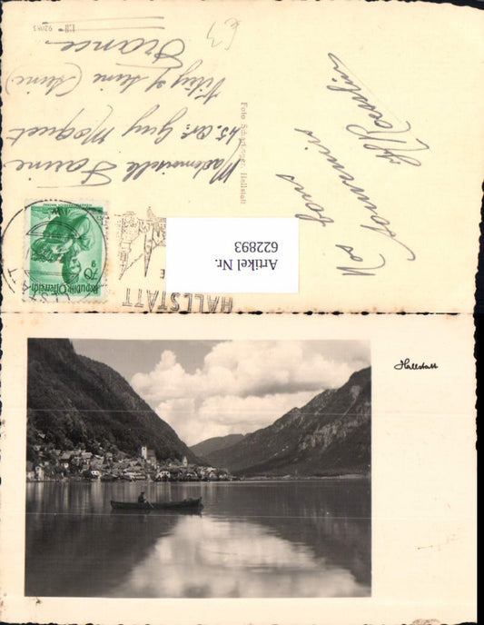622893,Foto Ak Hallstatt Mann i. Ruderboot Boot