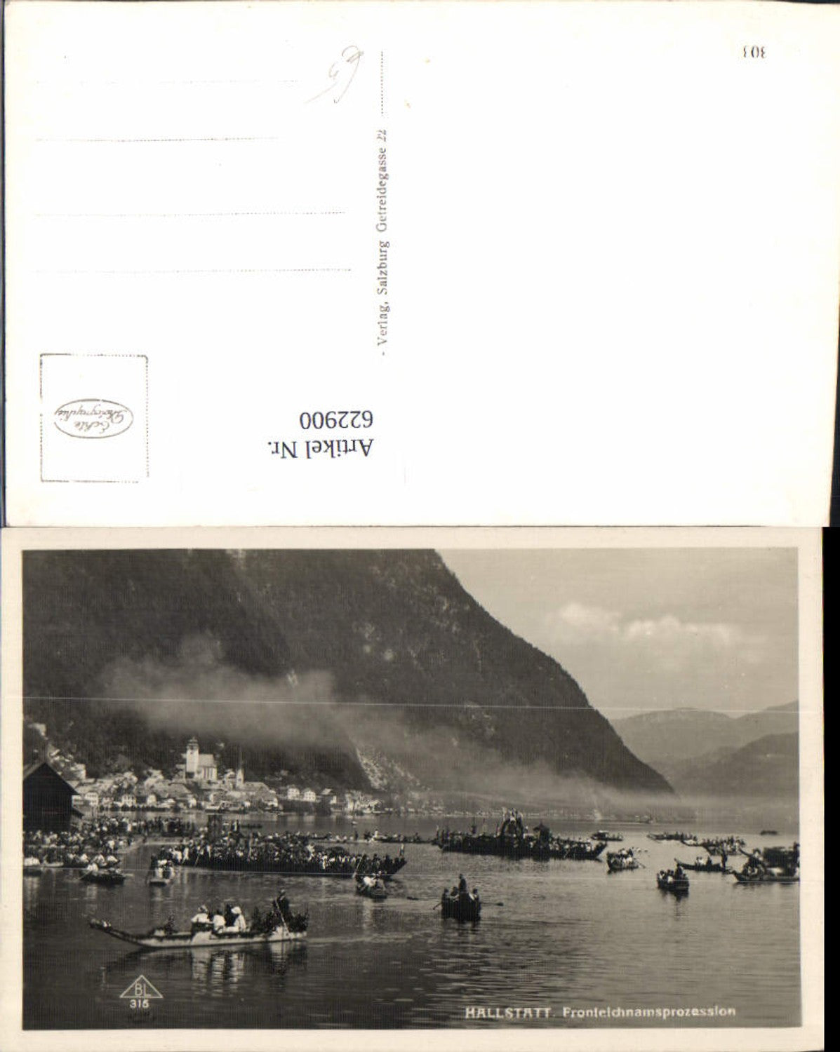 622900,Foto Ak Hallstatt Fronleichnamsprozession Boote Religion