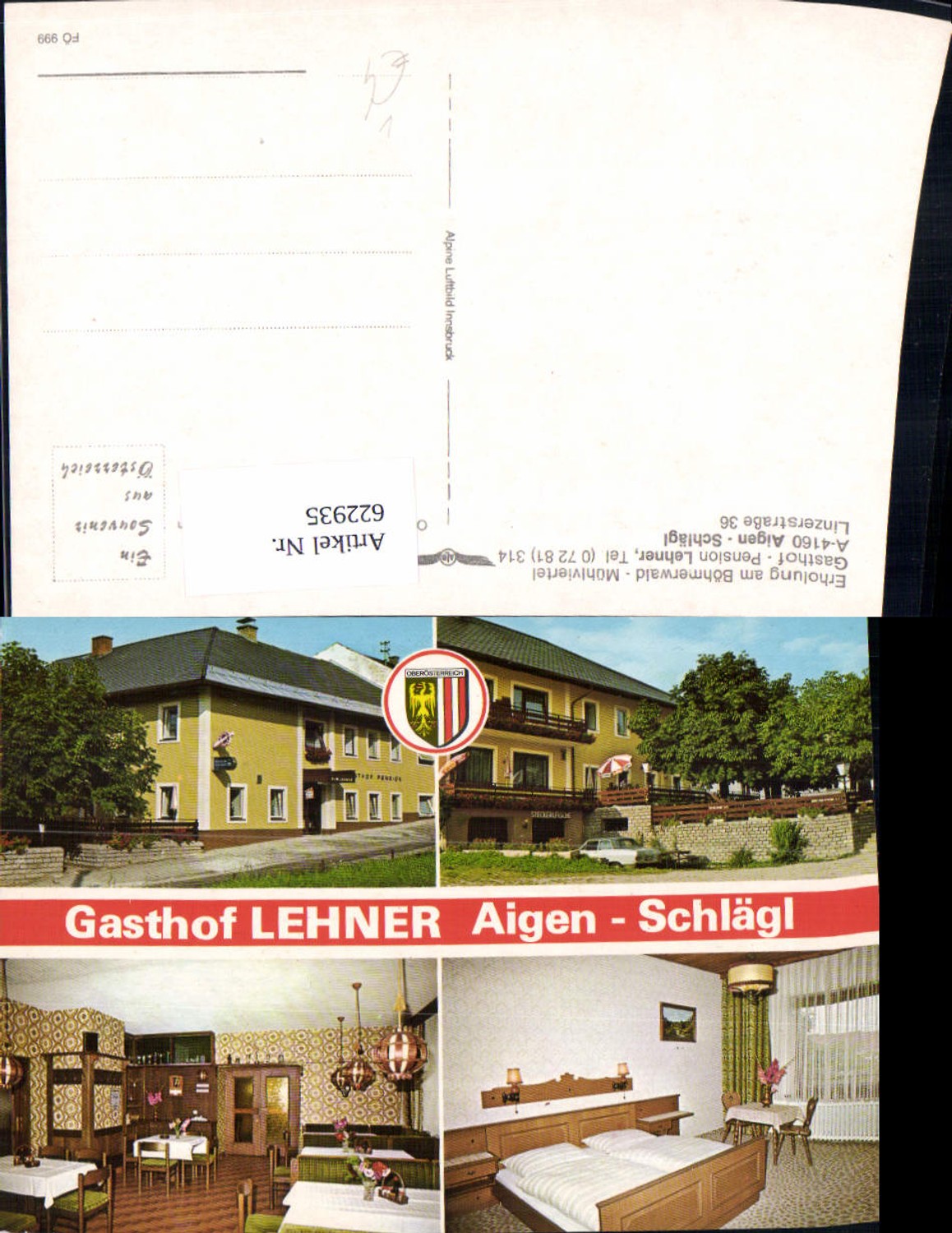 622935, Multi-image Ak Aigen-Schlägl Gasthof Pension Lehner pub Alpine aerial photograph FÖ 999