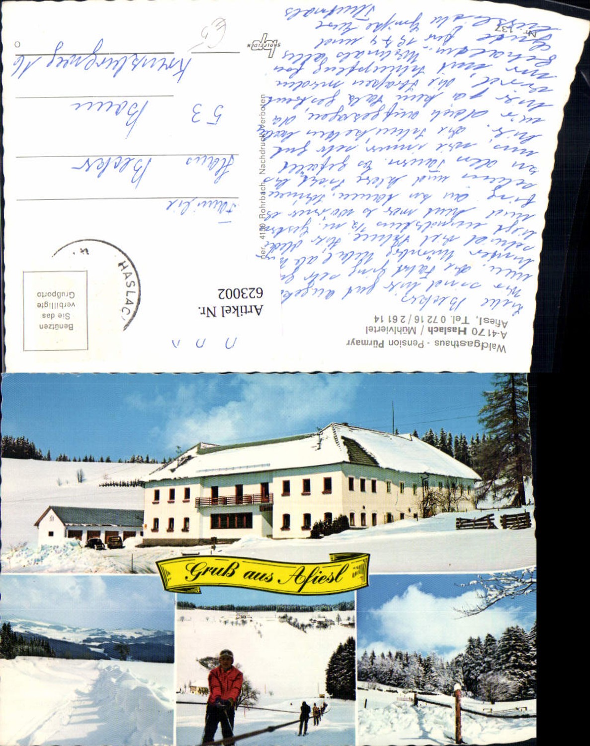 623002, Multi-image Ak Haslach an der Mühl Mühlviertel Waldgasthaus Pension Pürmayr Wintersport Ski