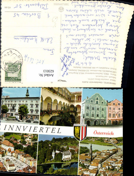 623013,Mehrbild Ak Innviertel Ried i. Innkreis Wels Schärding Obernberg Schloss Hagenau pub Alpine Luftbild FÖ 255