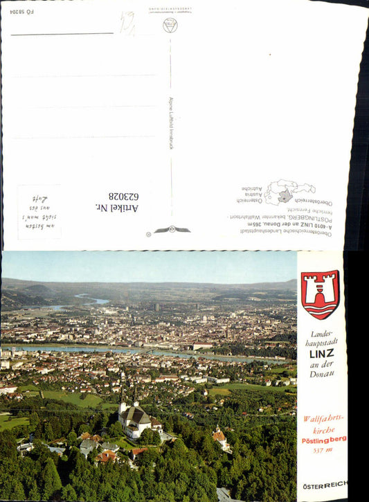 623028,Linz a. d. Donau m. Pöstlingberg pub Alpine Luftbild FÖ 58204