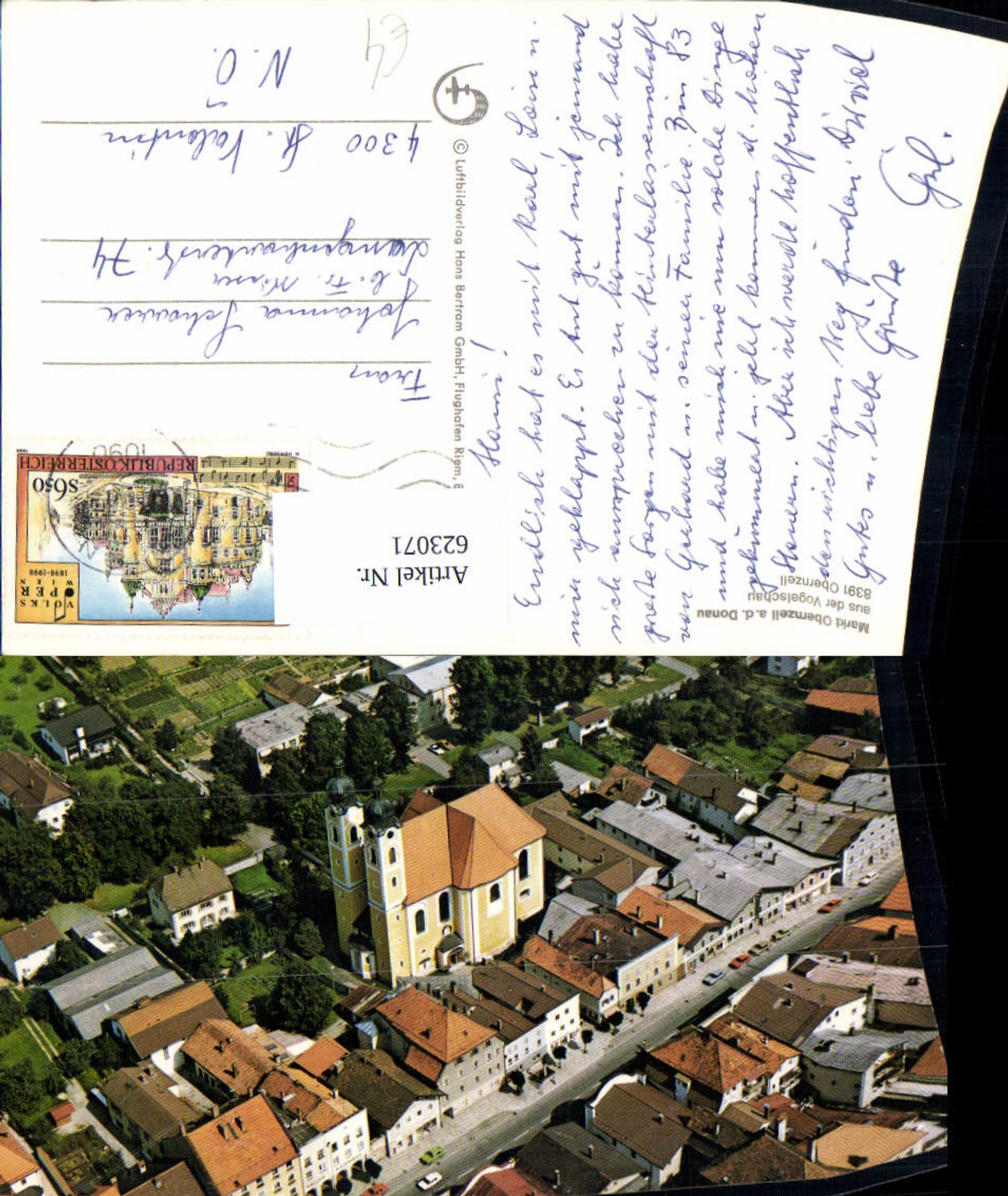 623071, Aerial view of the market town of Obernzell on the Danube