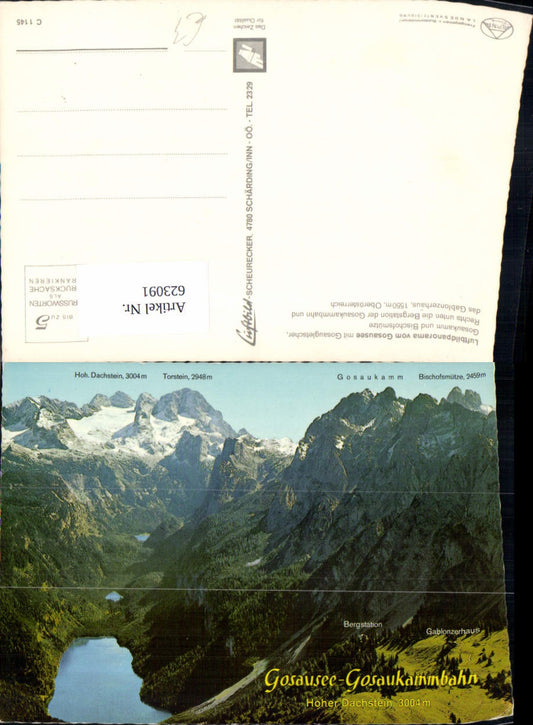 623091,Luftbild Gosausee Gosaugletscher Gosaukamm Hoher Dachstein Gosau