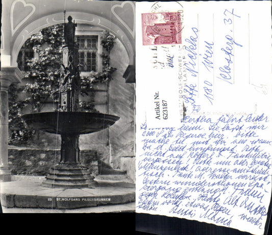 623187,Foto Ak St Wolfgang i. Salzkammergut Pilgerbrunnen Brunnen