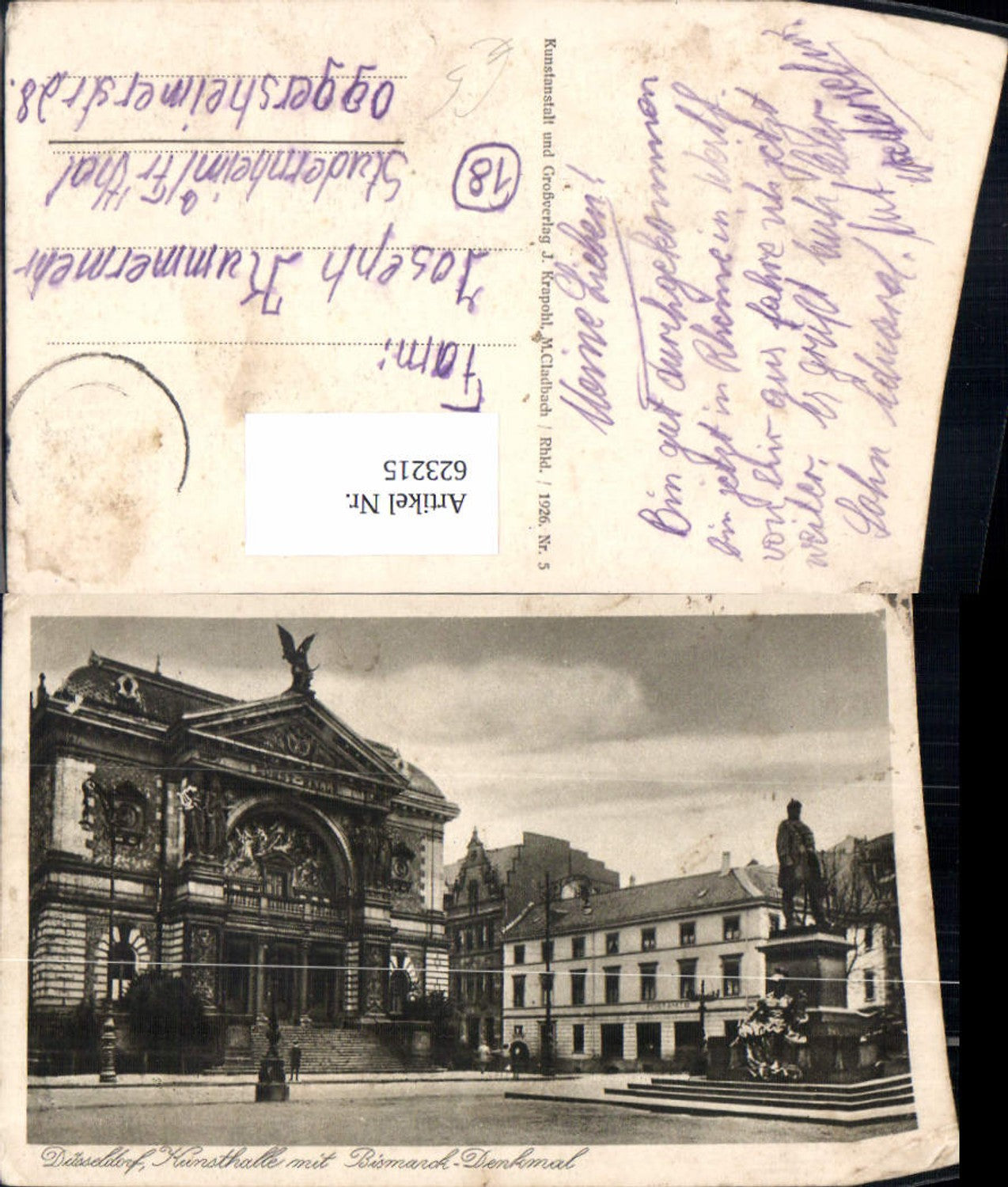 623215,Düsseldorf Kunsthalle m. Bismarck-Denkmal