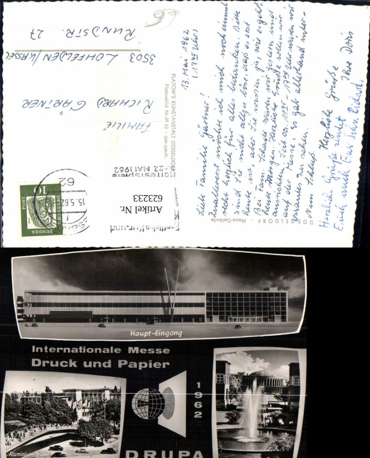 623233,Mehrbild Ak Düsseldorf Messe-Gelände Int. Messe Druck u. Papier Drupa 1962
