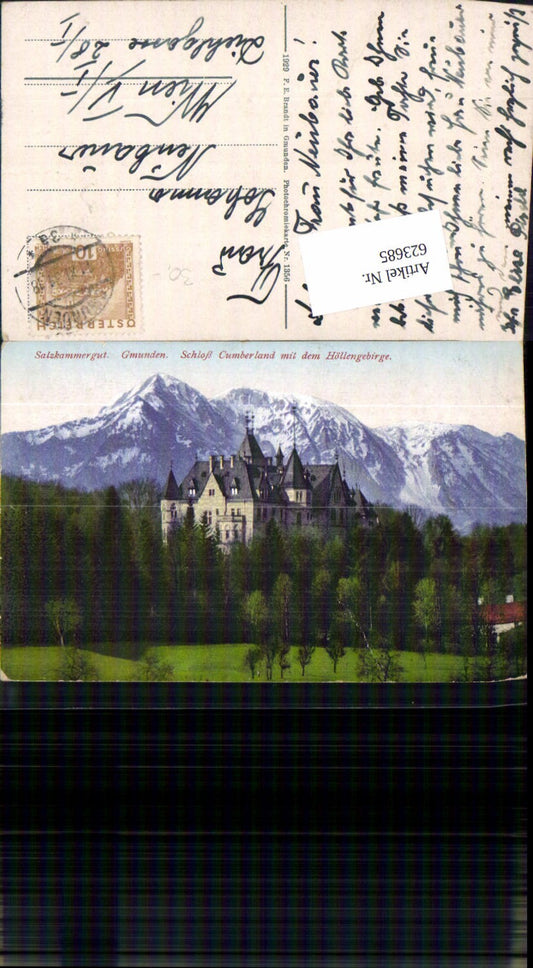 623685,Gmunden Schloss Cumberland m. Höllengebirge pub Brandt 1356