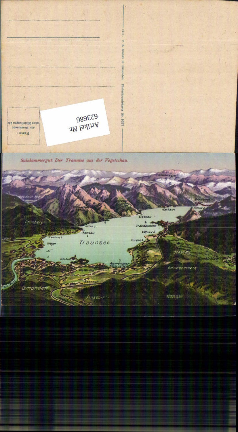 623686,Traunsee aus der Vogelschau Pinsdorf Altmünster Winkl Weyer Steinhaus Neukirchen pub Brandt 1037