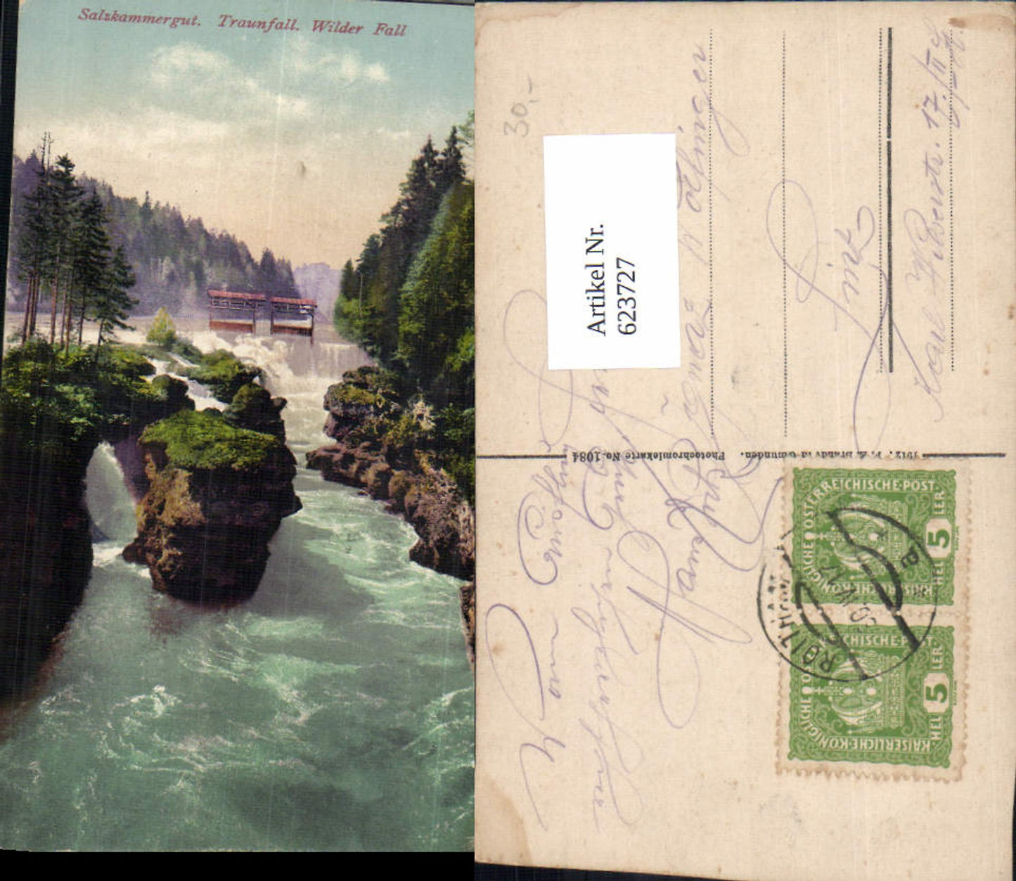 623727,Traunfall bei Roitham Gmunden Salzkammergut pub Brandt 1084