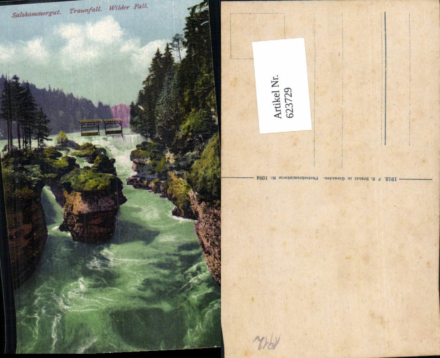 623729,Traunfall bei Roitham Gmunden Salzkammergut pub Brandt 1084