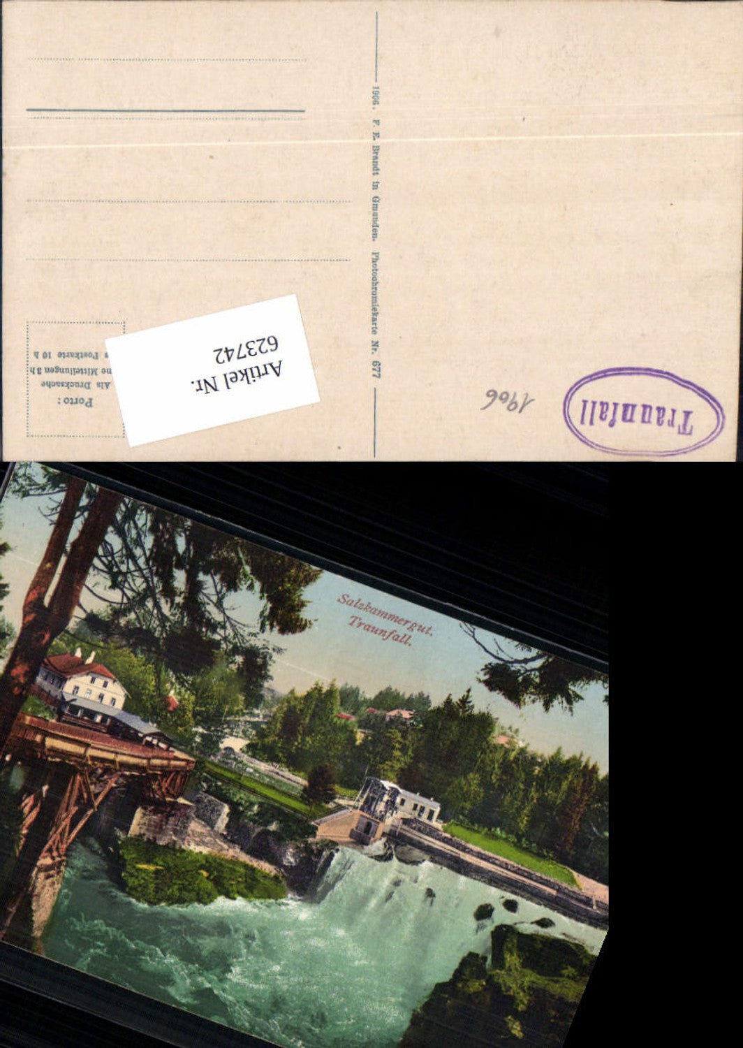 623742,Traunfall bei Roitham Gmunden Salzkammergut pub Brandt 677