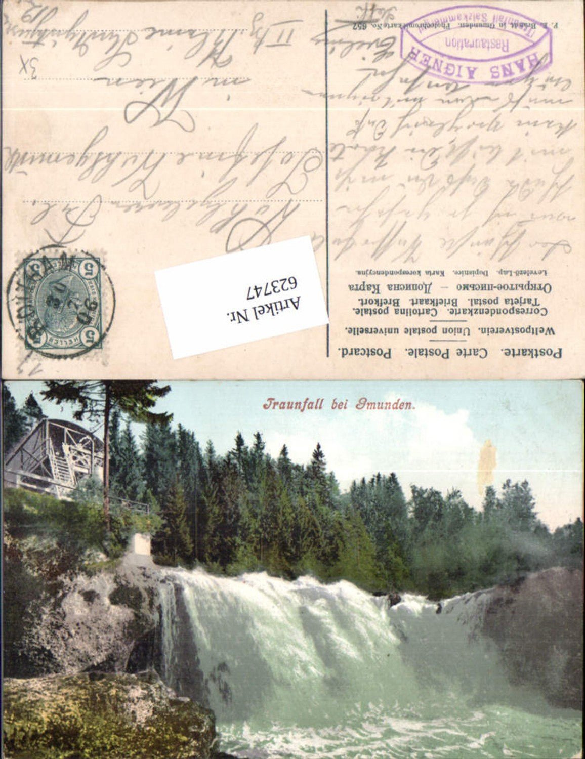 623747,Traunfall bei Roitham Gmunden Salzkammergut pub Brandt 657