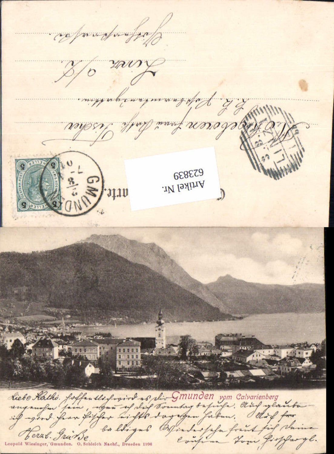 623839,Gmunden am Traunsee vom Calvarienberg pub Wiesinger 1996