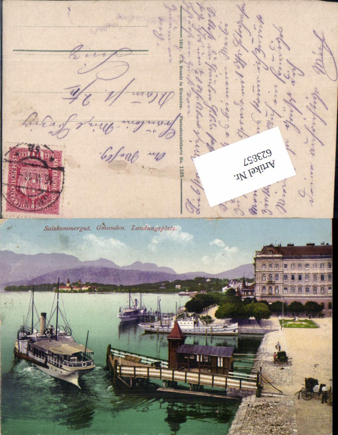 623857,Gmunden am Traunsee Landungsplatz Dampfer Hotel pub Brandt 1105