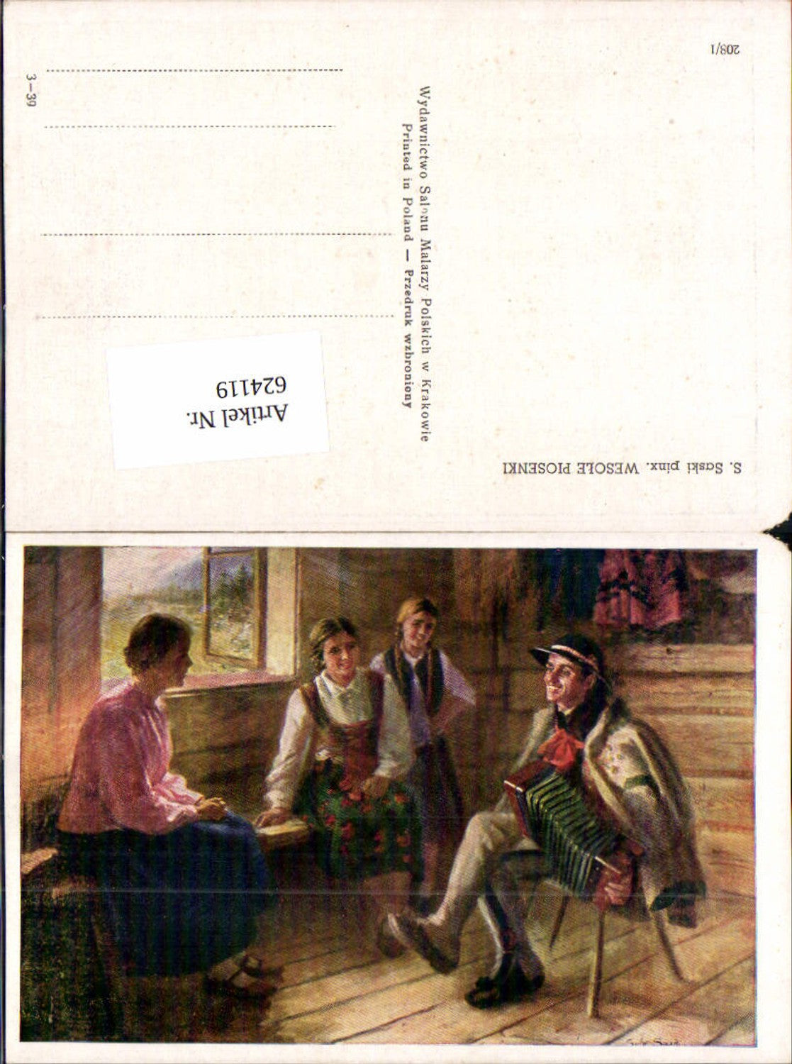 624119,Künstler AK S. Saski Tracht Ziehharmonika Musik Tschechien