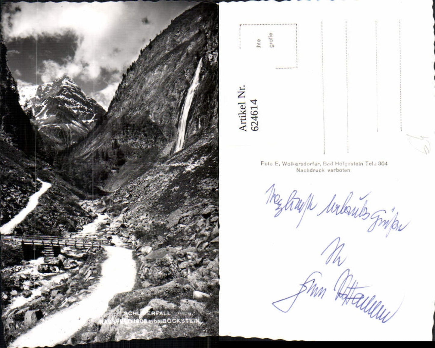 624614,Foto Ak Schleierfall Nassfeld b. Böckstein b. Bad Gastein Wasserfall