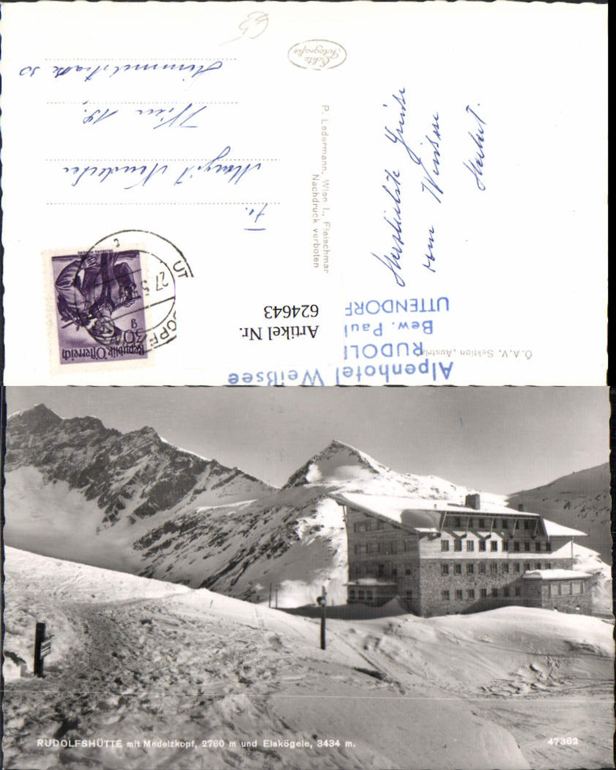 624643,Foto Ak Uttendorf Rudolfshütte Medelzkopf u. Eiskögele Winteransicht