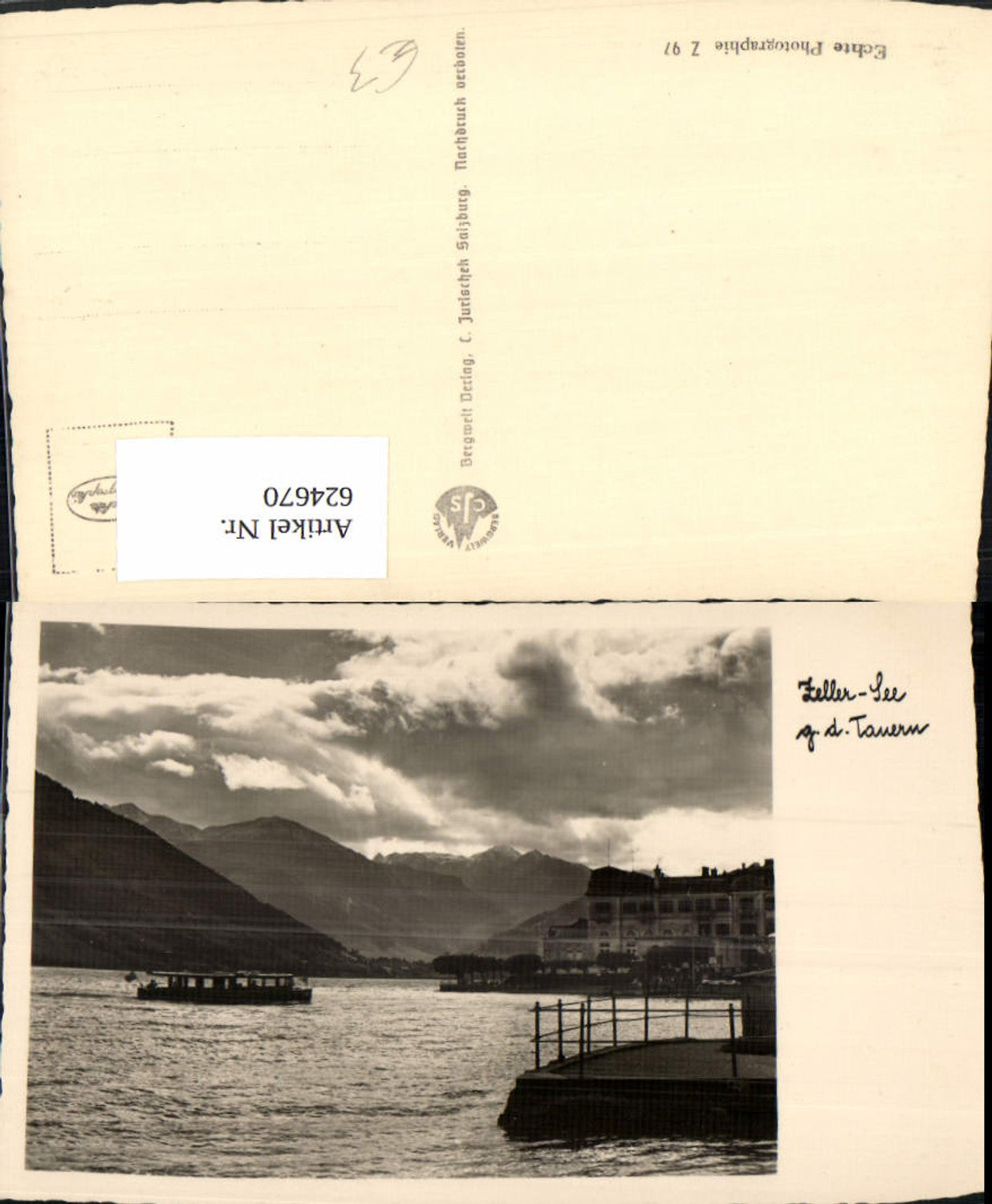 624670,Foto Ak Zeller See g. d. Tauern Zell a. See Schiff