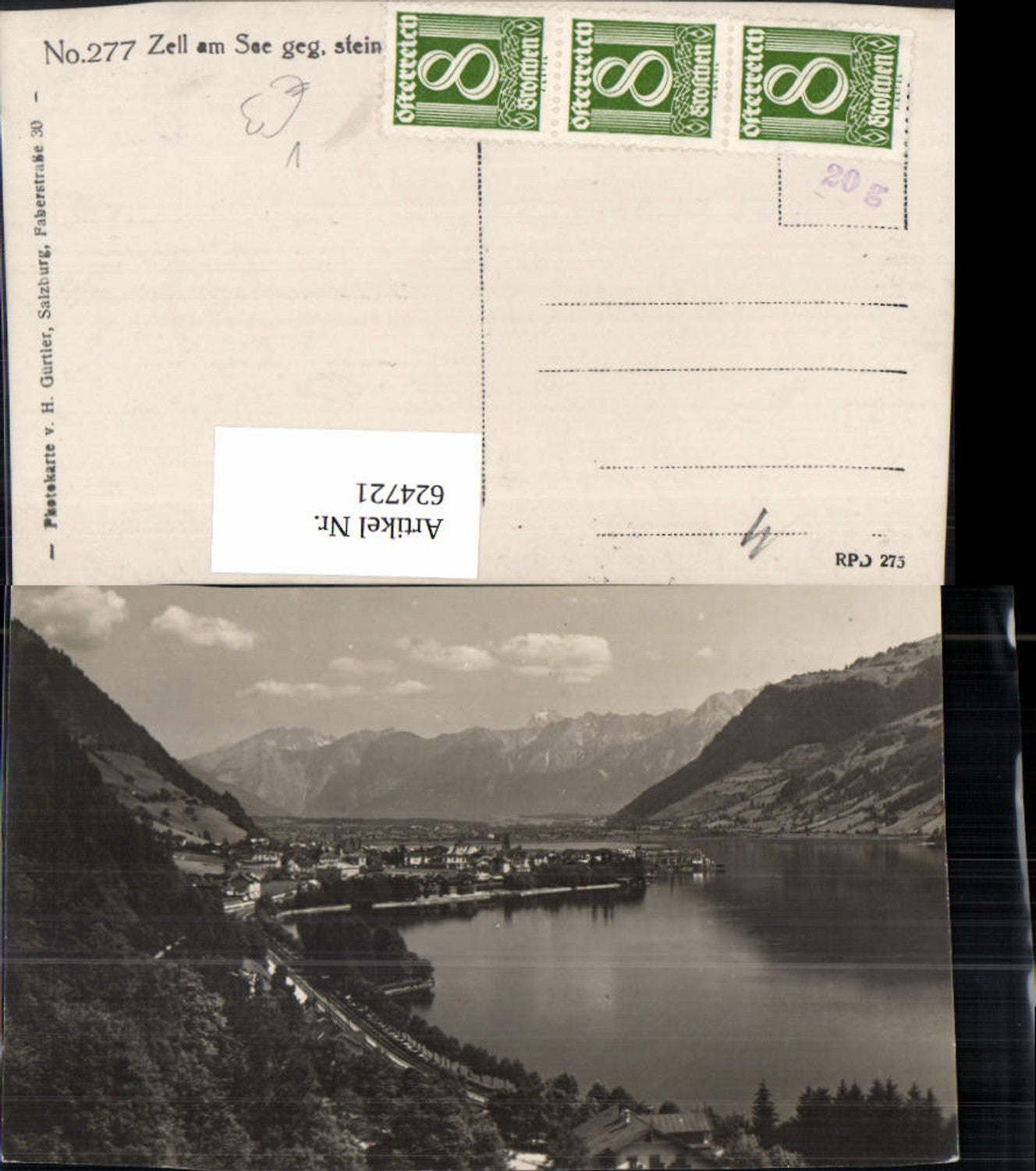 624721,Foto Ak Zell a. See geg. Steinerne Meer pub H. Gürtler 277