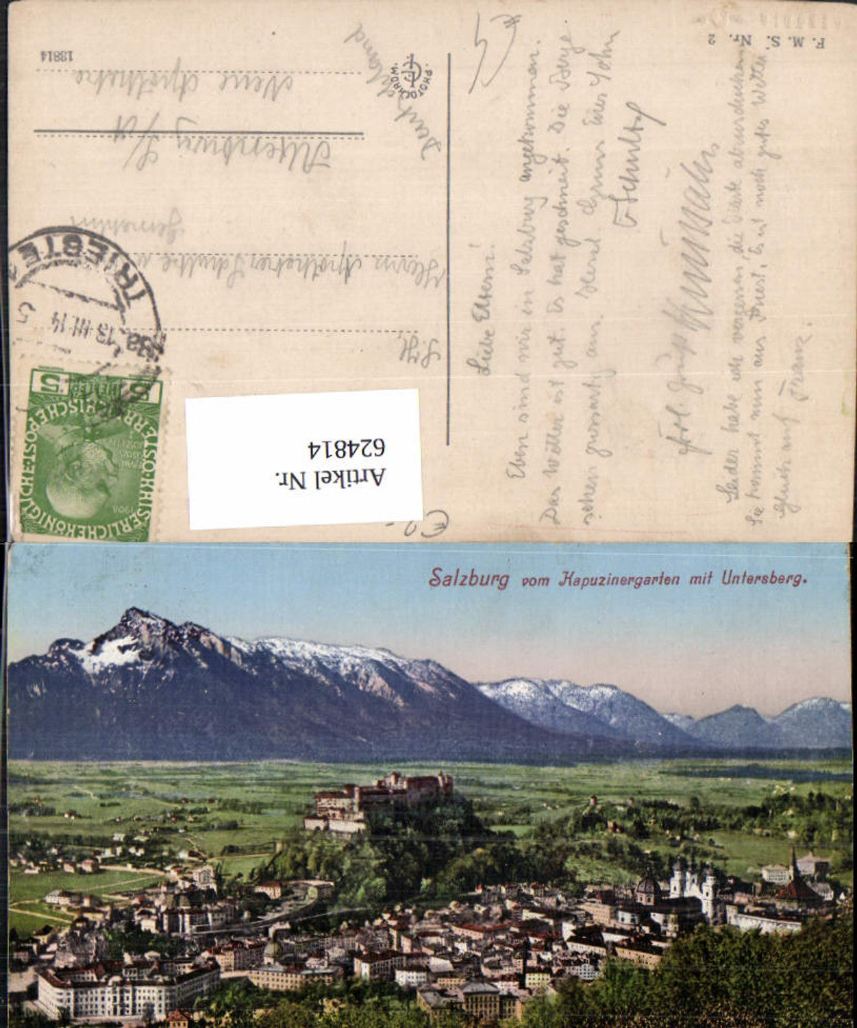 624814, Salzburg from Kapuzinergarten with Untersberg