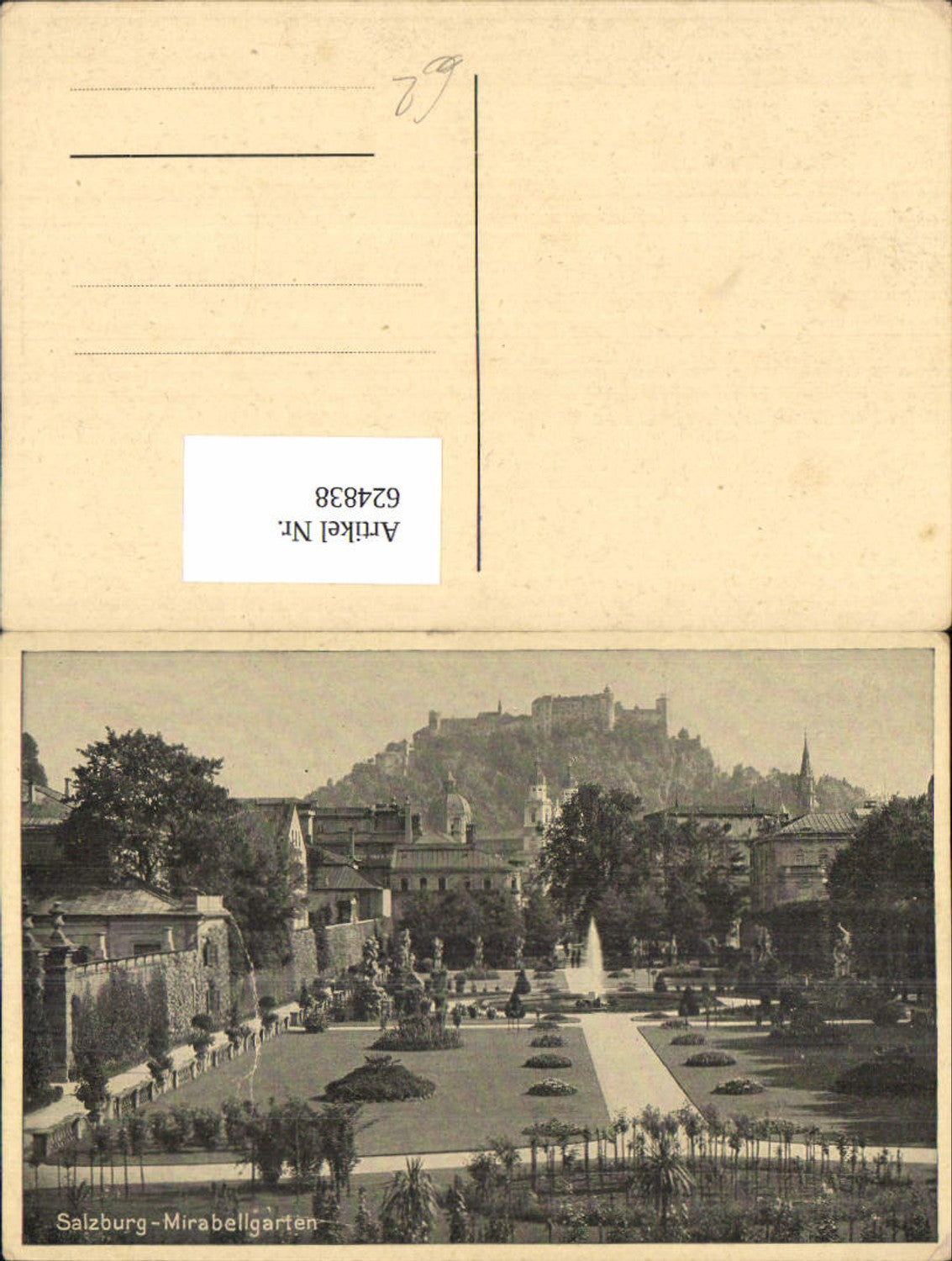 624838, Salzburg Mirabell Gardens with fortress in the background