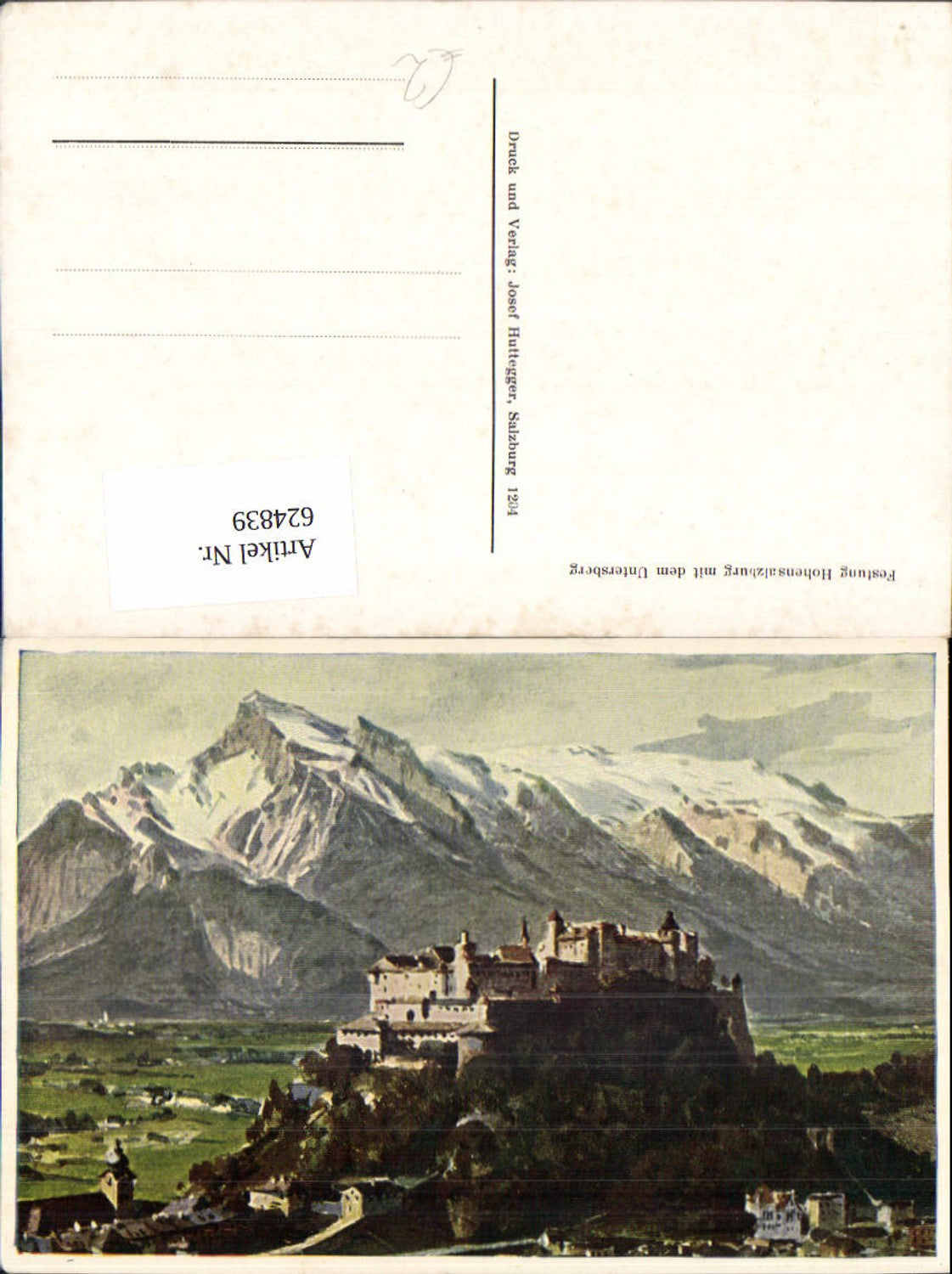 624839, Artist Ak Salzburg Hohensalzburg Fortress and Untersberg