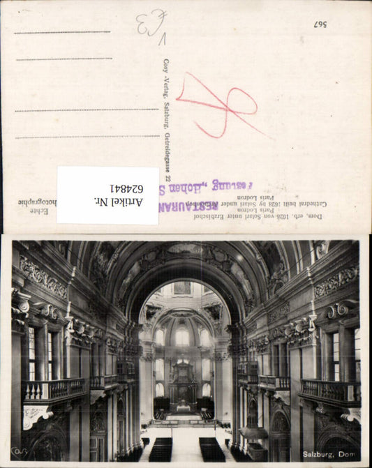 624841, Photo Ak Salzburg Cathedral Interior view pub Cosy 567