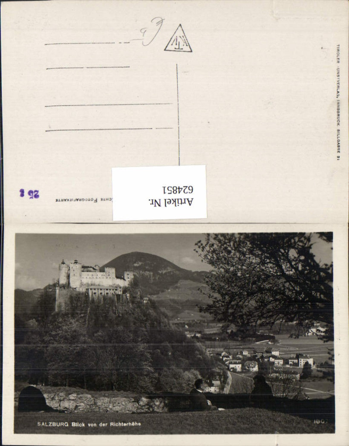 624851, Photo Ak Salzburg View from Richterhöhe with fortress