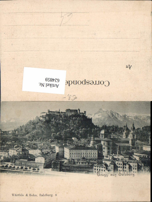 624859,Lithograph Salzburg with Hohensalzburg Fortress