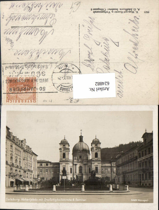 624882, Photo Ak Salzburg Makartplatz with Trinity Church and Seminary