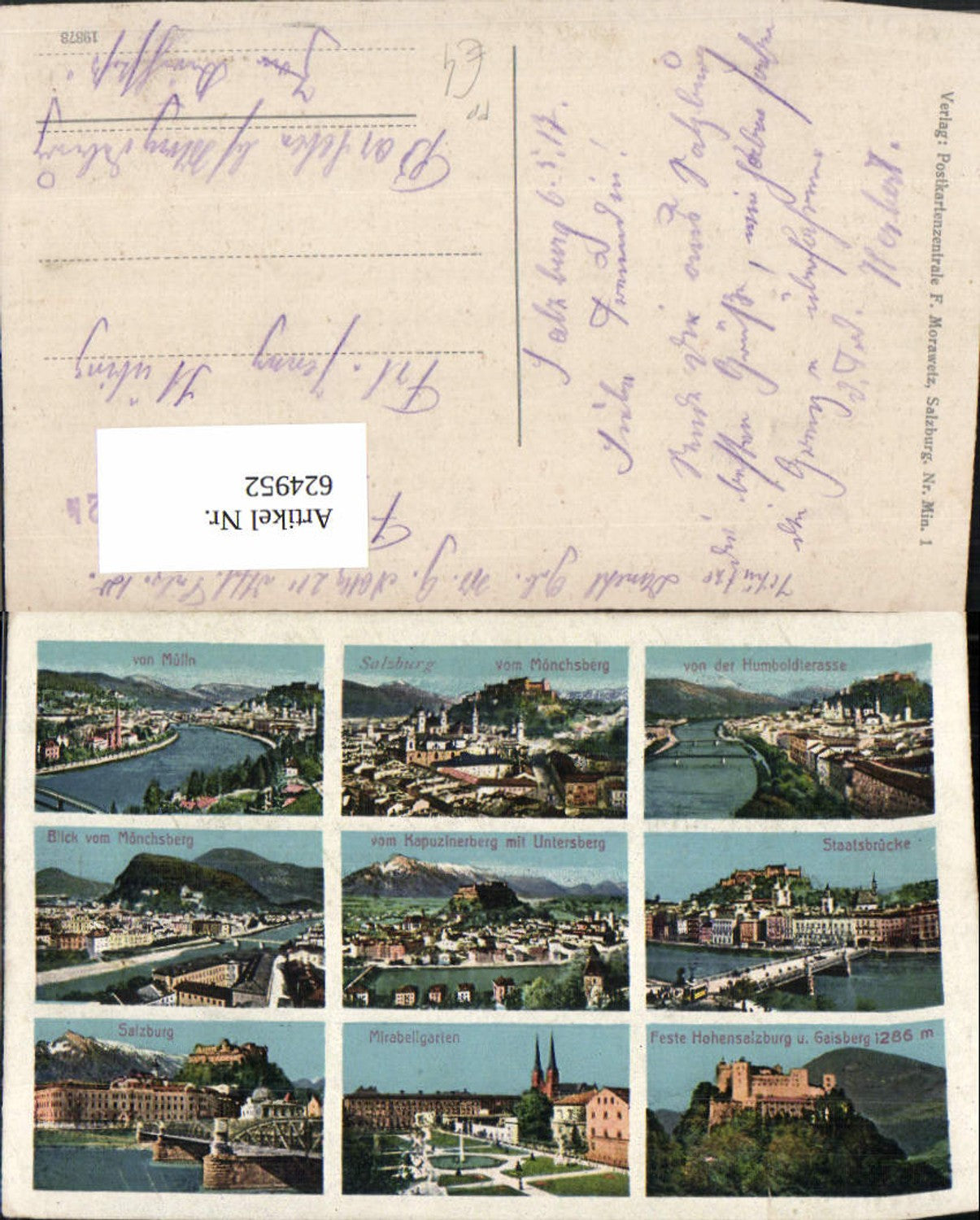 624952,Mehrbild Ak Salzburg v. Mülln Staatsbrücke Mirabellgarten Feldpost