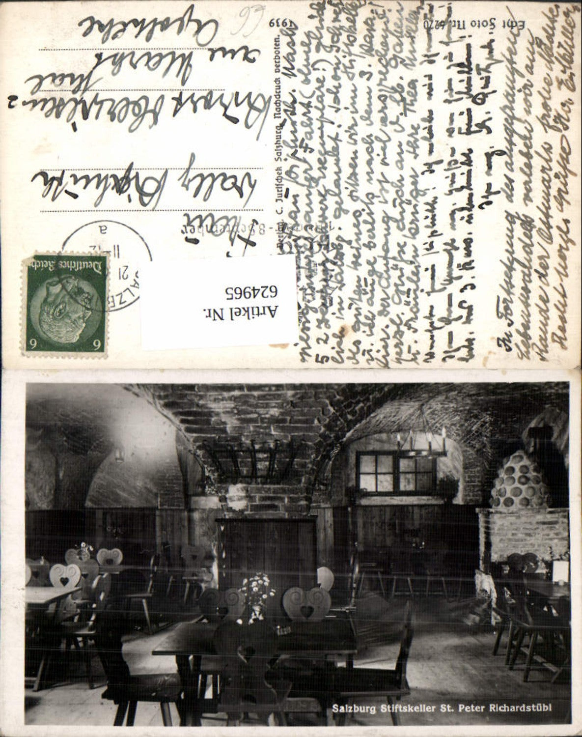 624965,Foto Ak Salzburg Stiftskeller St Peter Richardstübl