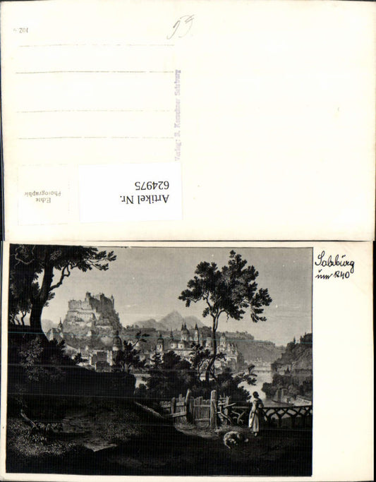 624975, Photo Ak painting Salzburg around 1840