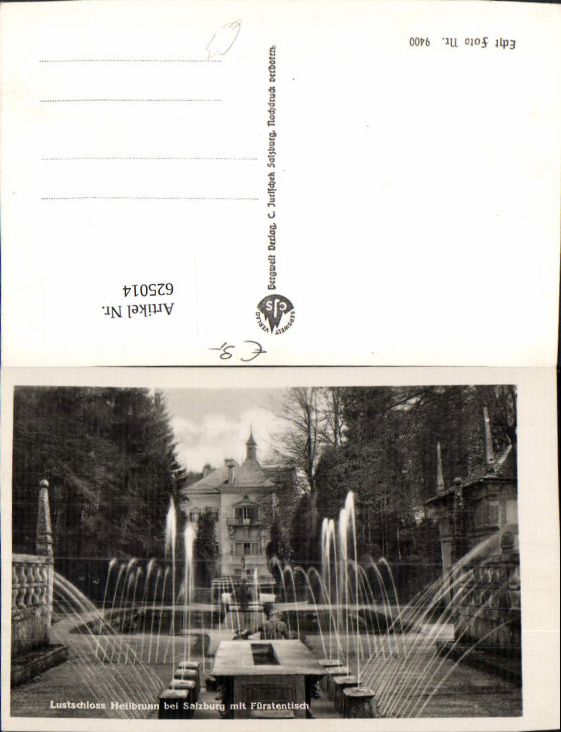 625014, Photo Ak Salzburg Lustschloss Hellbrunn with Prince's Table Fountain