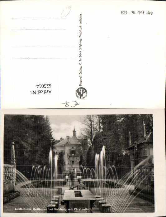 625014, Photo Ak Salzburg Lustschloss Hellbrunn with Prince's Table Fountain