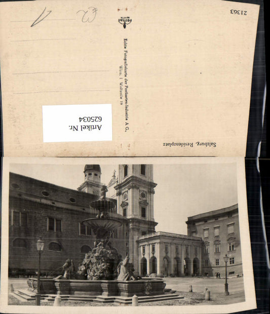 625034, Photo Ak Salzburg Residenzplatz Fountain