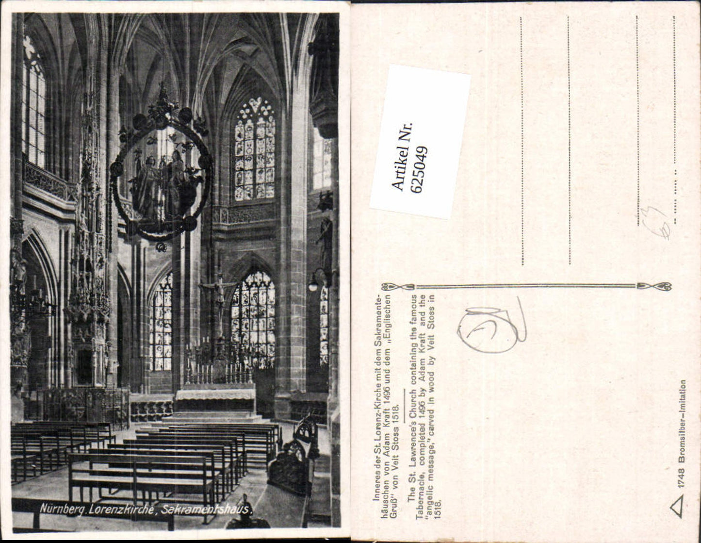 625049,Nürnberg Lorenzkirche Sakramentshaus Kirche Innenansicht