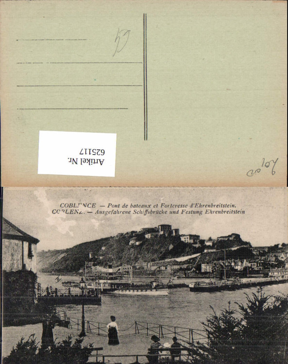 625117,Koblenz Coblenz Schiffsbrücke u. Festung Ehrenbreitstein Schiff Dampfer
