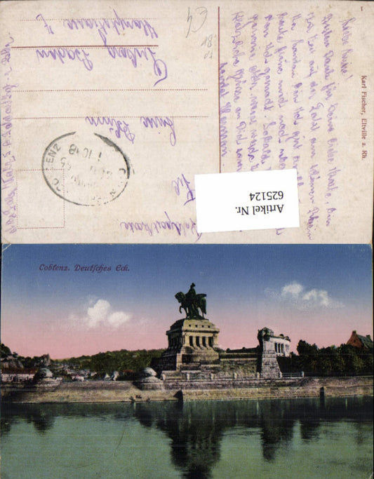 625124,Koblenz Coblenz Deutsches Eck Feldpost Bahnpost Köln a. Rhein Koblenz