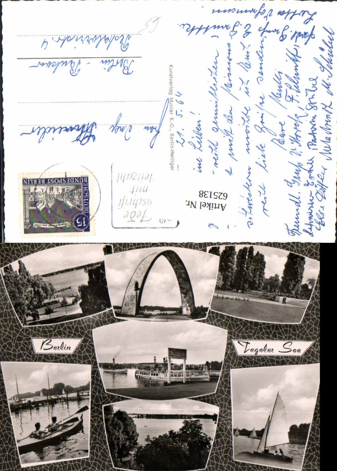 625138,Mehrbild Ak Berlin Tegeler See Schiff Dampfer Ruderboot Boot